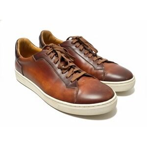 Magnanni Ottawa shoes 10.5 brown Amadeo Burnished Leather LowTop Sneakers cognac